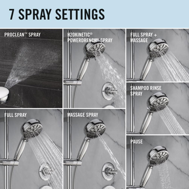 Lumicoat Chrome Adjustable Multi-Head Handheld Shower System