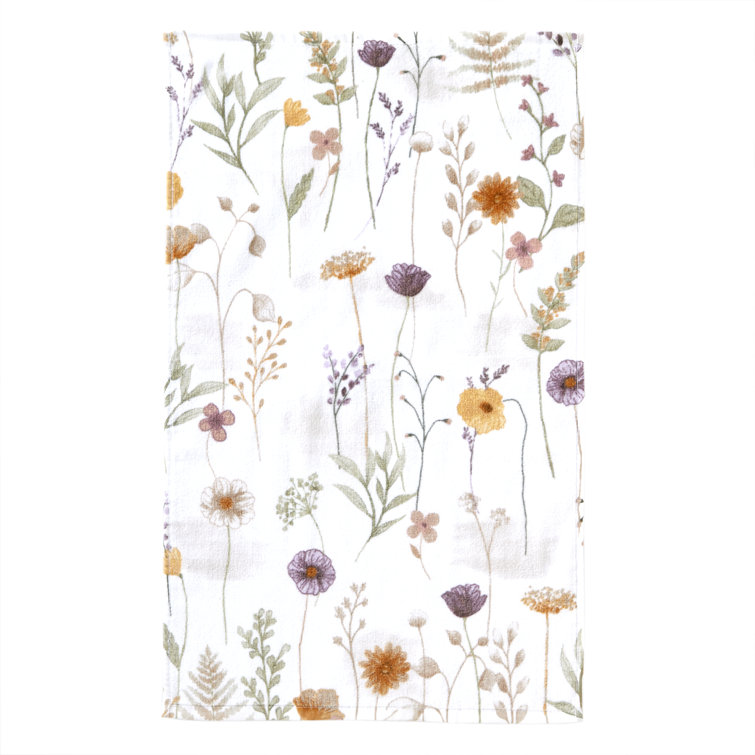 Floral Print Cotton Hand Towels, 2-Piece Set