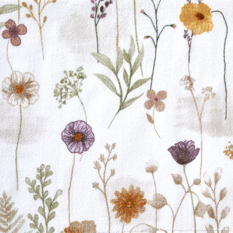 Floral Print Cotton Hand Towels, 2-Piece Set