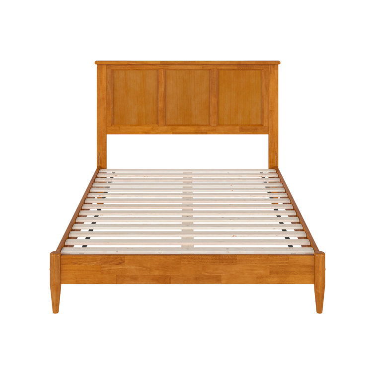 Light Toffee Full Solid Wood Platform Bed with Rectangular Headboard