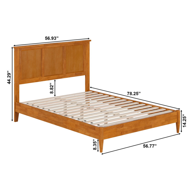 Light Toffee Full Solid Wood Platform Bed with Rectangular Headboard