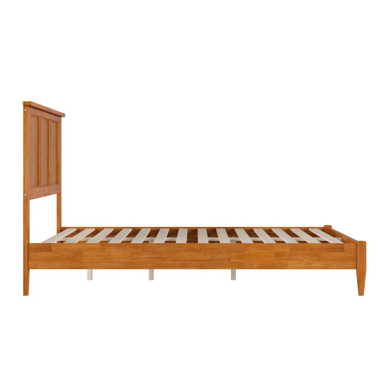 Light Toffee Full Solid Wood Platform Bed with Rectangular Headboard