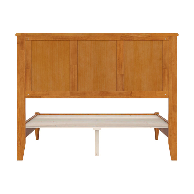 Light Toffee Full Solid Wood Platform Bed with Rectangular Headboard