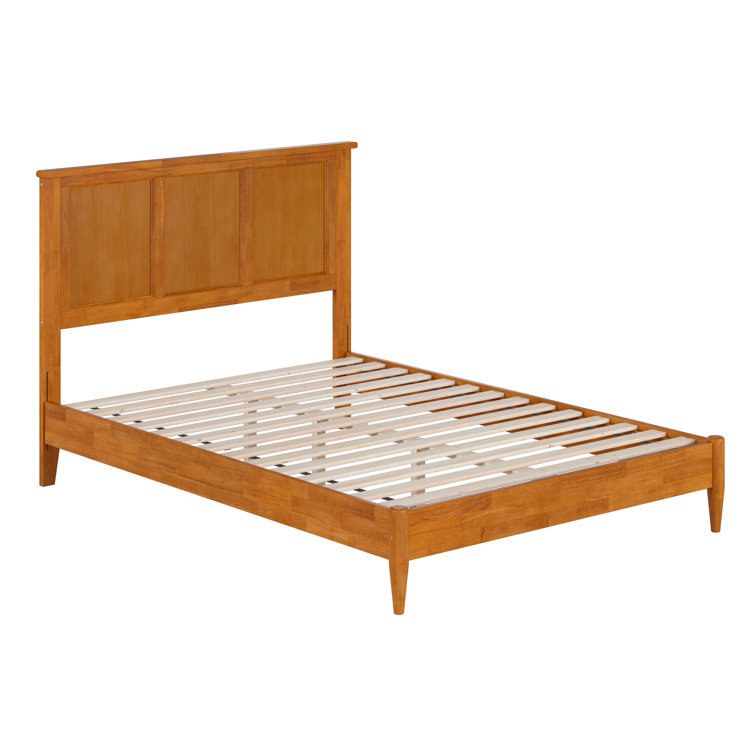 Light Toffee Full Solid Wood Platform Bed with Rectangular Headboard