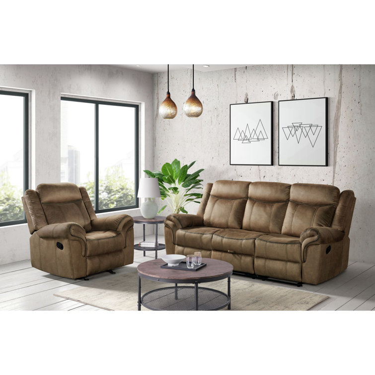Tasso 3-Piece Dark Brown Reclining Sofa, Loveseat, and Chair Set