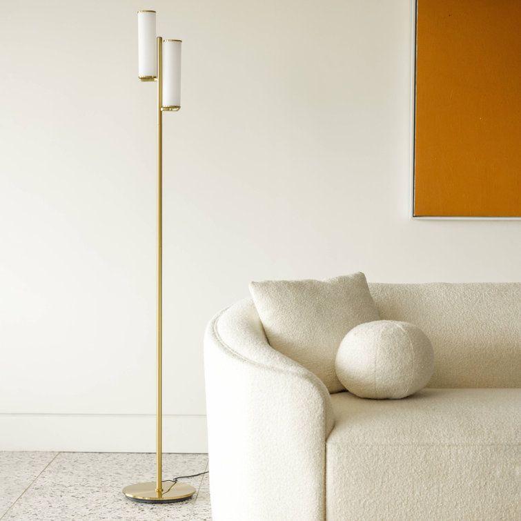 Gemini 64" Brass Mid-Century Modern 3-Way Dimming LED Floor Lamp