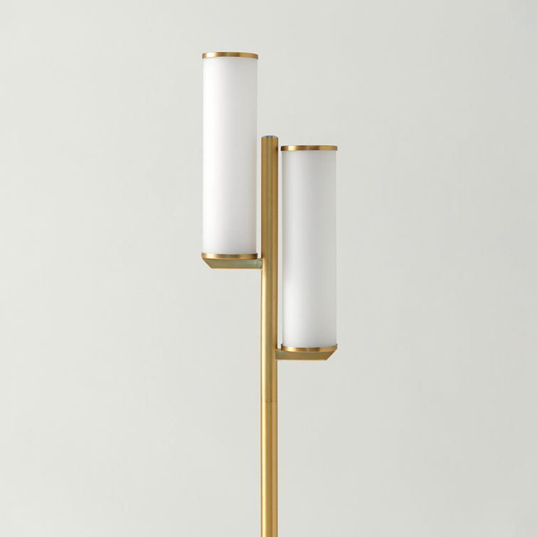 Gemini 64" Brass Mid-Century Modern 3-Way Dimming LED Floor Lamp