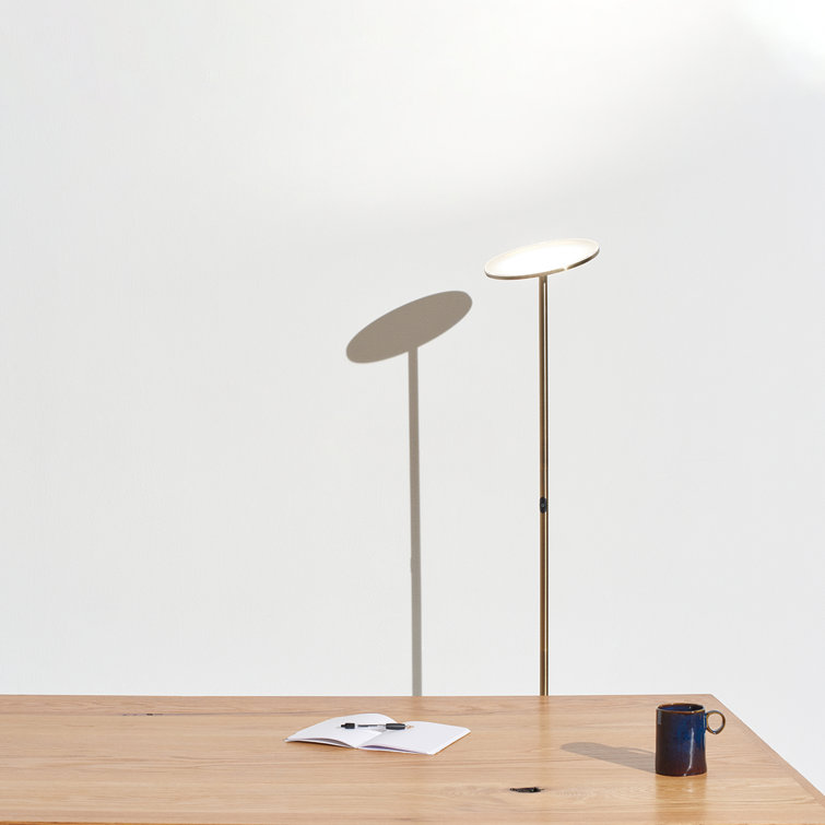 Brass Adjustable LED Torchiere Floor Lamp with 3-Way Switch