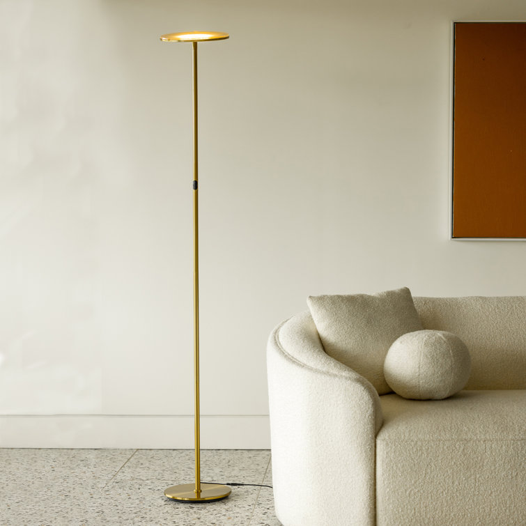 Brass Adjustable LED Torchiere Floor Lamp with 3-Way Switch