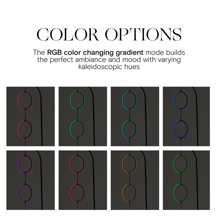 Nova 74" Black Arc LED Floor Lamp with RGB Color Changing Rings