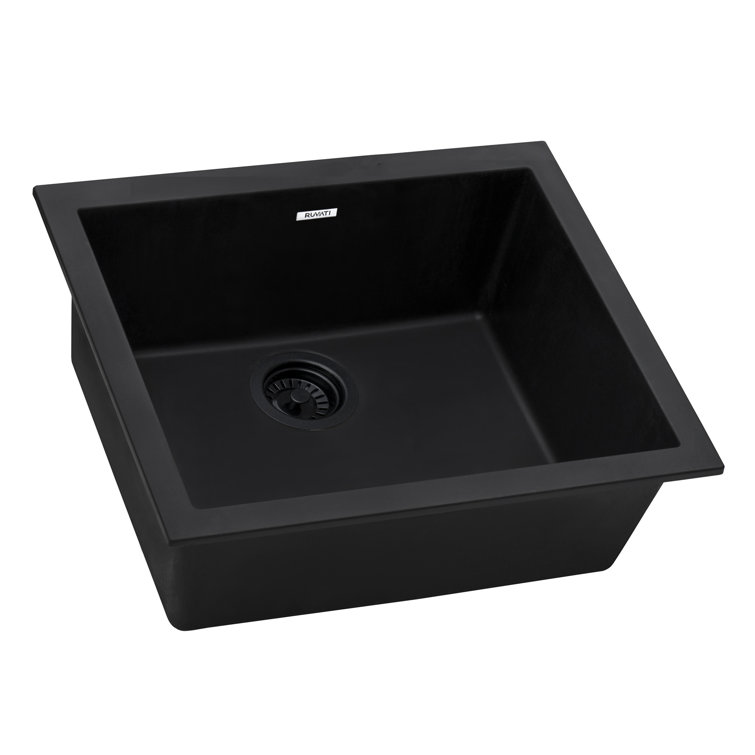 Midnight Black Granite Composite Single Bowl Kitchen Sink