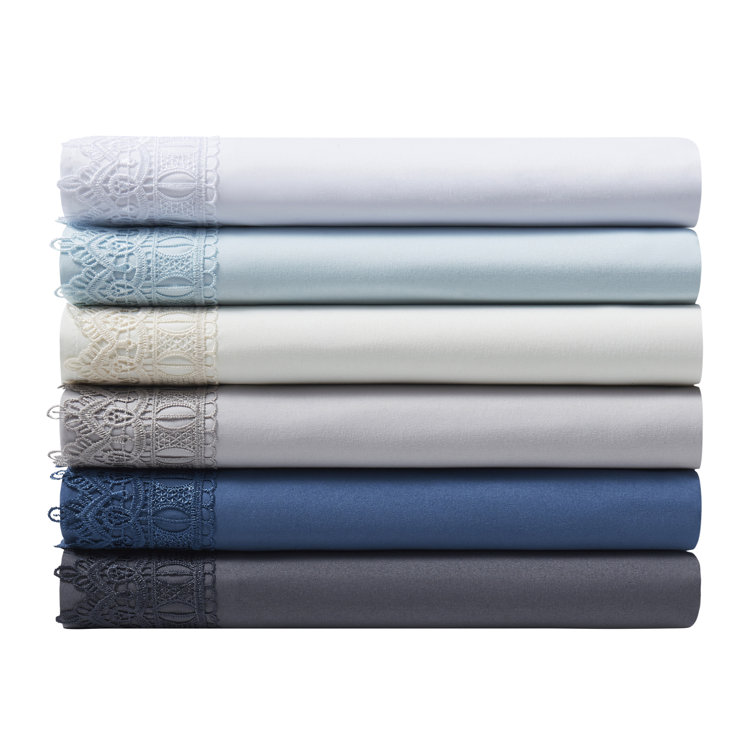 King White Bamboo Microfiber Embroidered Deep Pocket Sheet Set