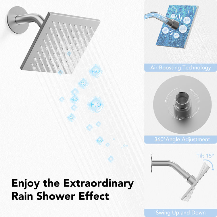 Brushed Nickel Dual Shower Head System with Thermostatic Valve