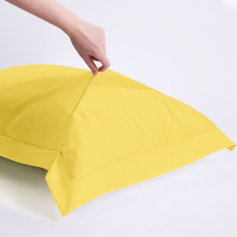 Mellow Yellow Cotton Queen Pillow Shams with Flange