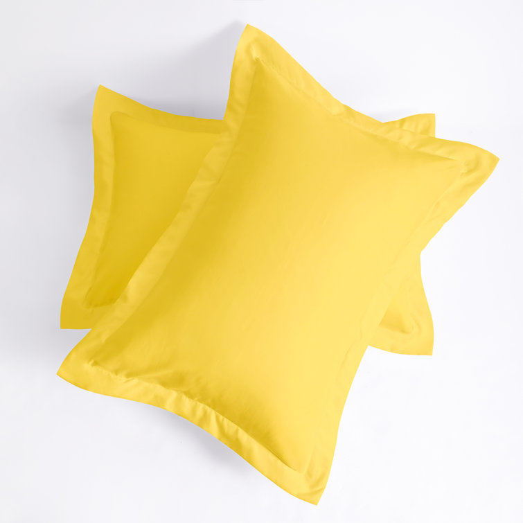 Mellow Yellow Cotton Queen Pillow Shams with Flange