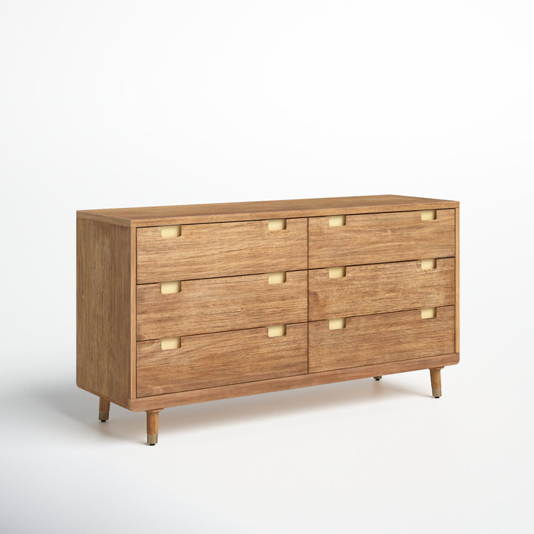 Easton Mid-Century Transitional Brown Double Dresser with Dovetail Drawers