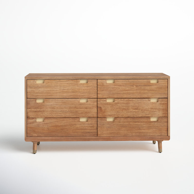Easton Mid-Century Transitional Brown Double Dresser with Dovetail Drawers