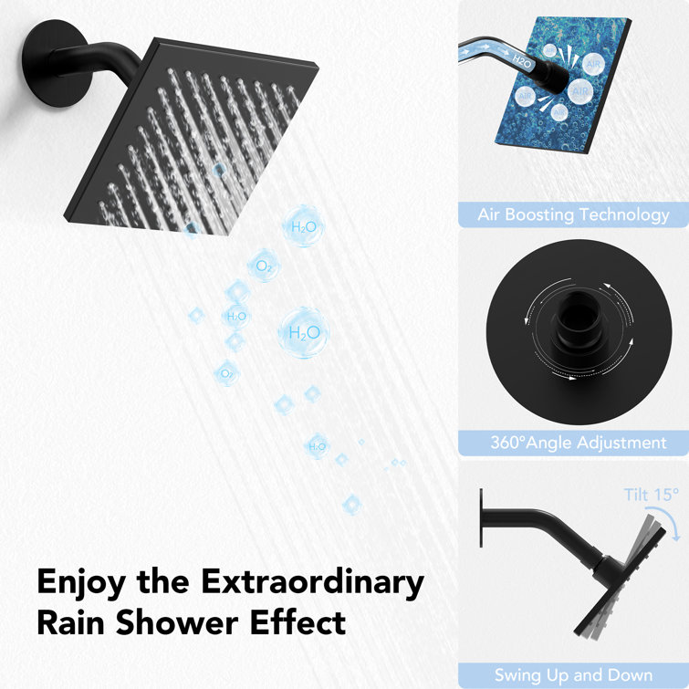 Matte Black 16" Stainless Steel Multi-Head Shower System