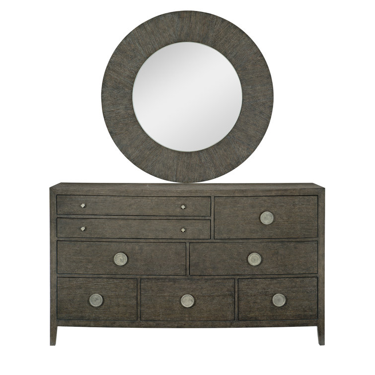 Transitional Bowed 8-Drawer Dresser in Cerused Charcoal Oak