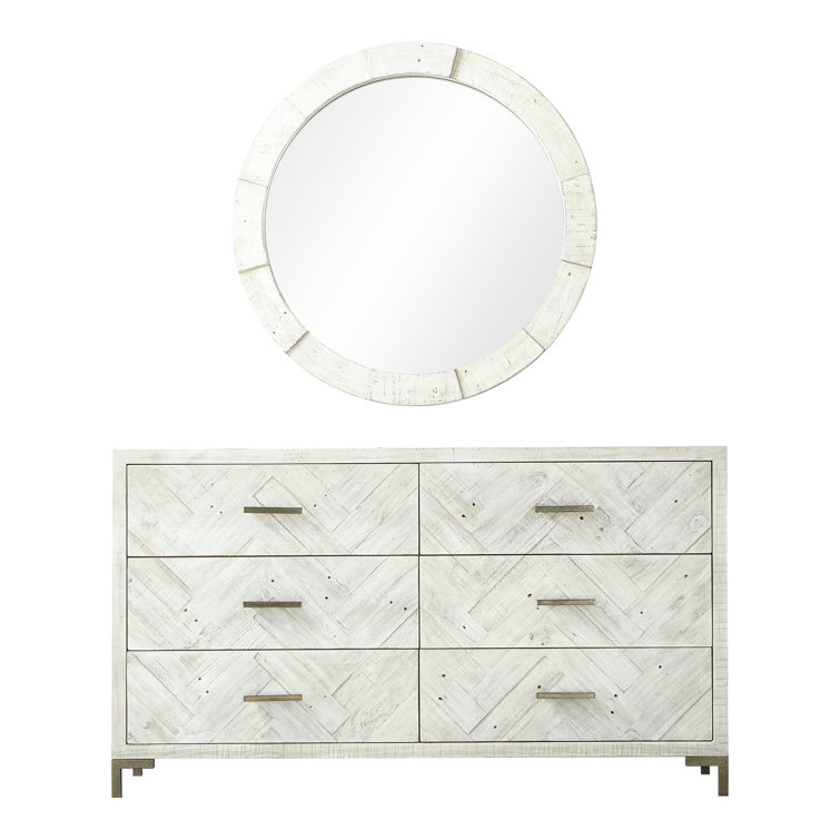 Macauley Brushed White 6-Drawer Industrial Dresser