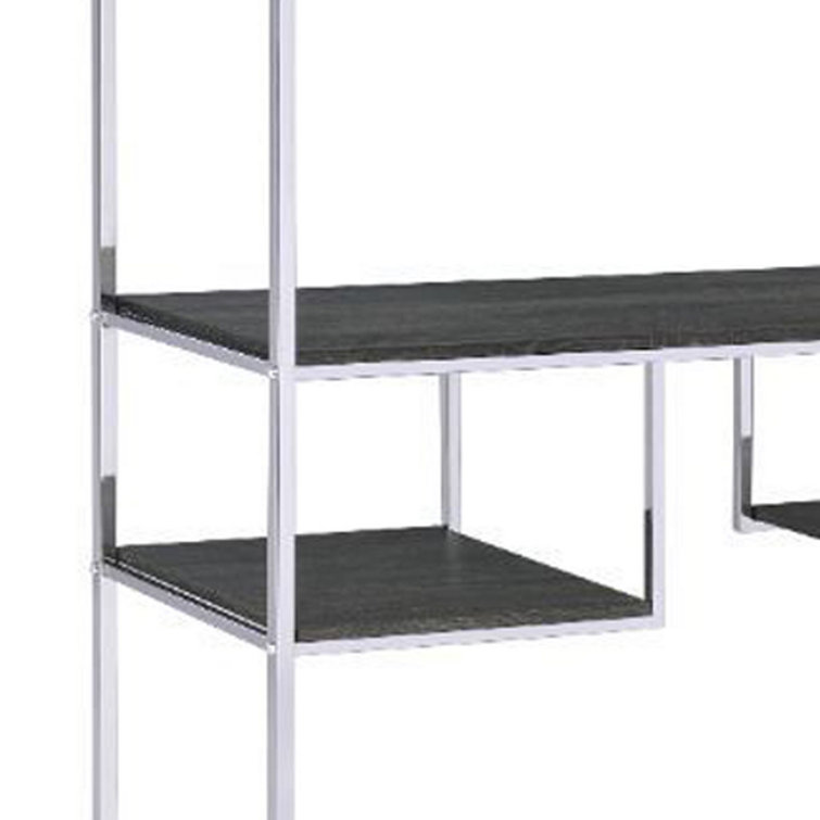 Louth 49" Geometric Dark Gray Wood Etagere Bookcase with Metal Frame
