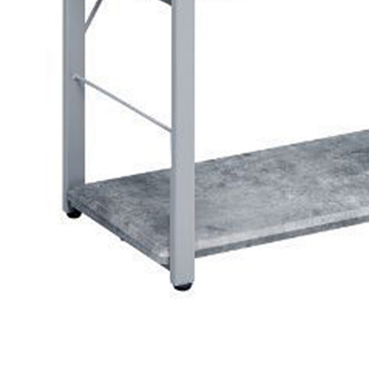 Gray Wood and Metal Industrial 4-Shelf Bookcase