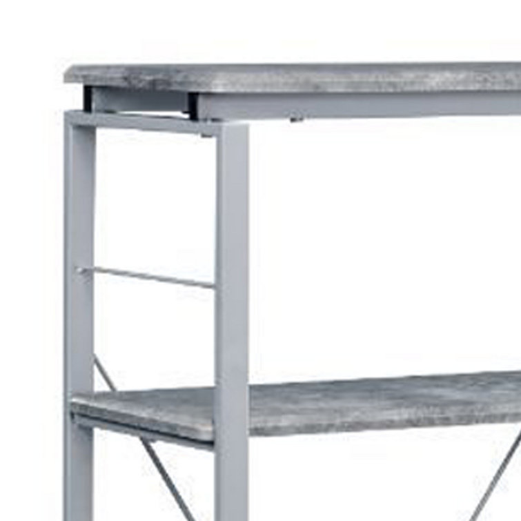 Gray Wood and Metal Industrial 4-Shelf Bookcase