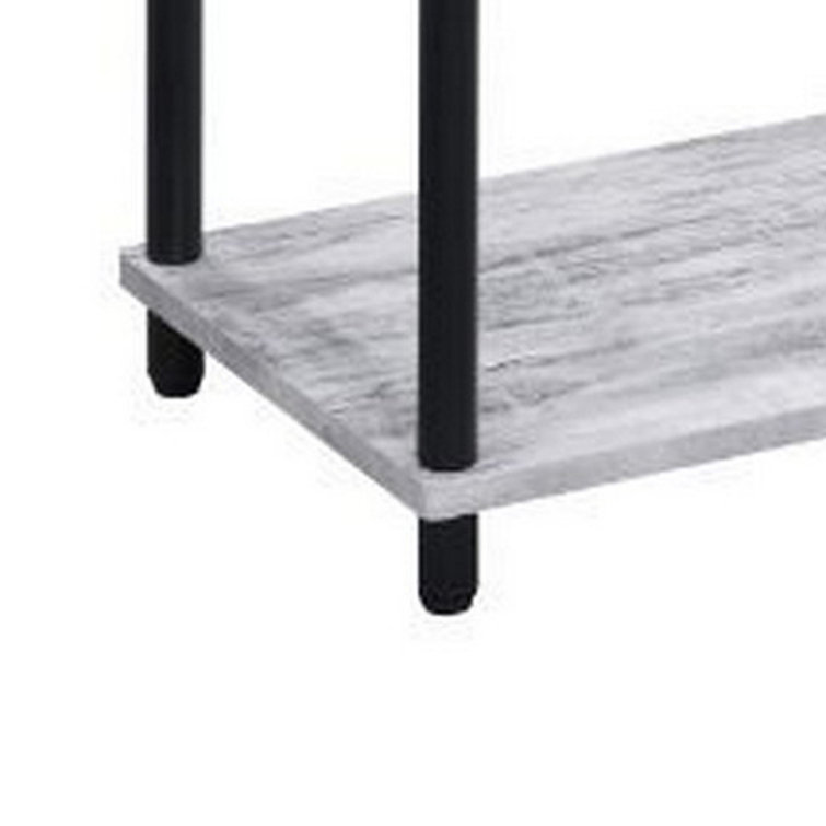 Antiqued White Adjustable 4-Tier Metal & Wood Etagere Bookcase