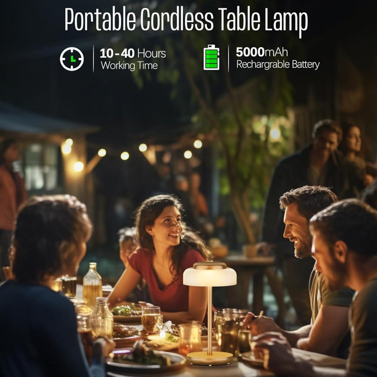 Elegant Gold Mini Mushroom LED Table Lamp 2-Pack, Battery Operated