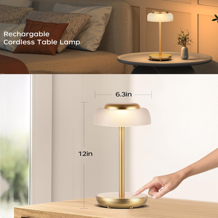 Elegant Gold Mini Mushroom LED Table Lamp 2-Pack, Battery Operated