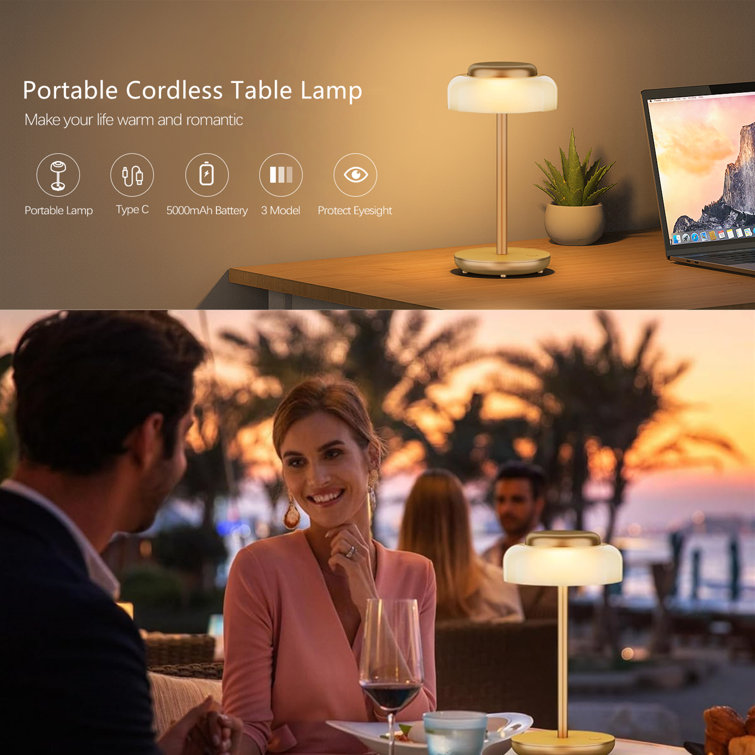 Elegant Gold Mini Mushroom LED Table Lamp 2-Pack, Battery Operated