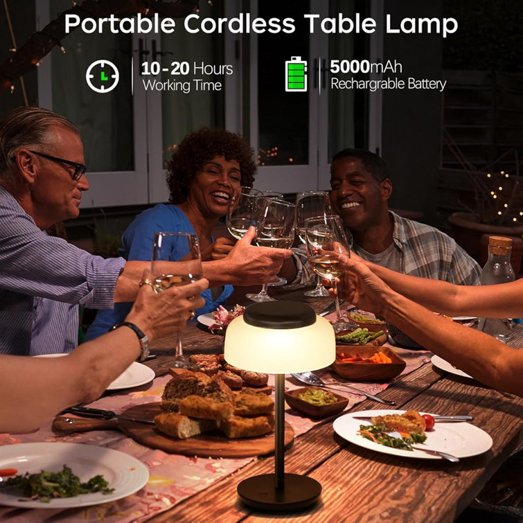 Urien Sleek Black Mushroom-Inspired Cordless Table Lamp