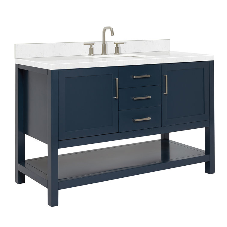 Midnight Blue 54" Freestanding Single Basin Vanity with Quartz Top