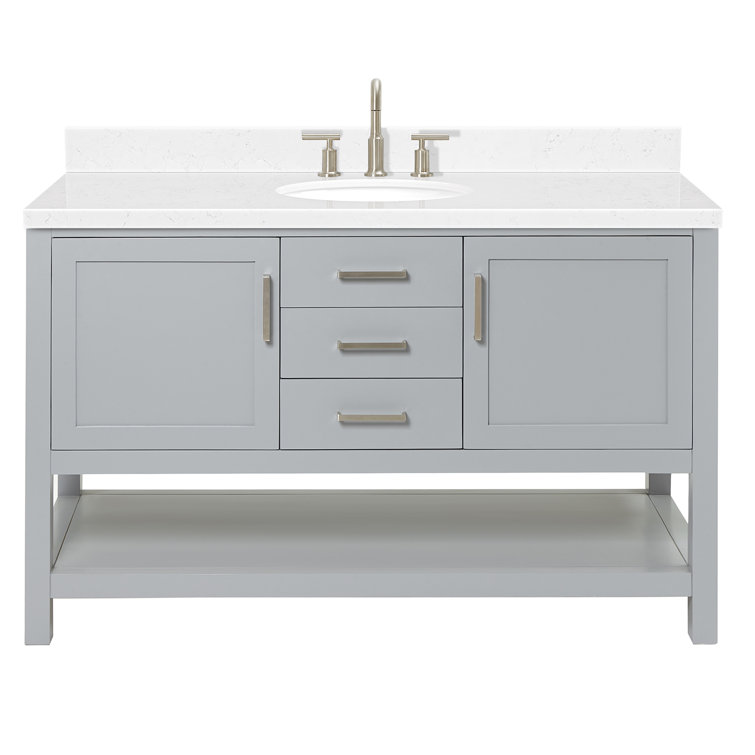 Bayhill 54'' Gray Wood Single Vanity with Quartz Top