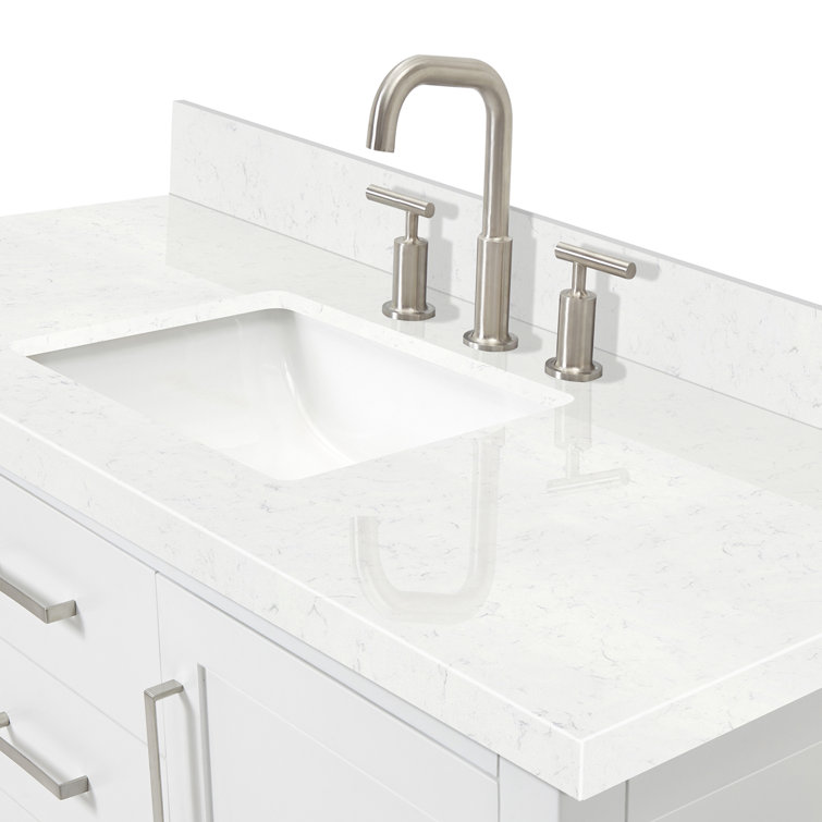 Bayhill White Freestanding Single Vanity with Marble Top