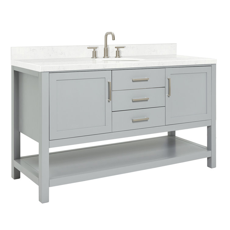 Bayhill Gray 60'' Single Sink Freestanding Vanity with Quartz Top