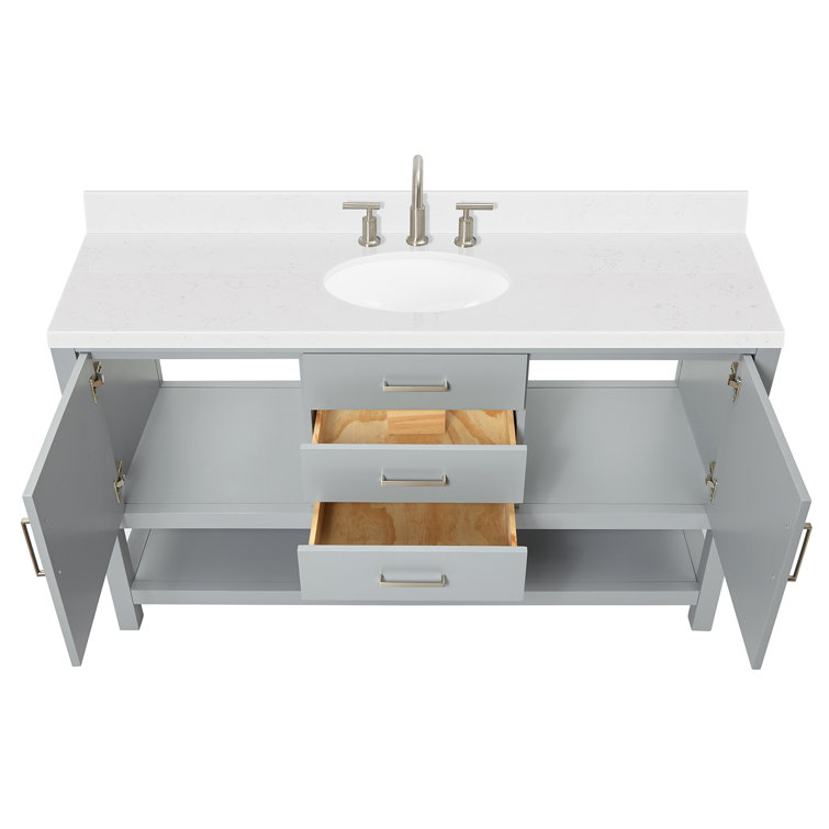 Bayhill Gray 60'' Single Sink Freestanding Vanity with Quartz Top