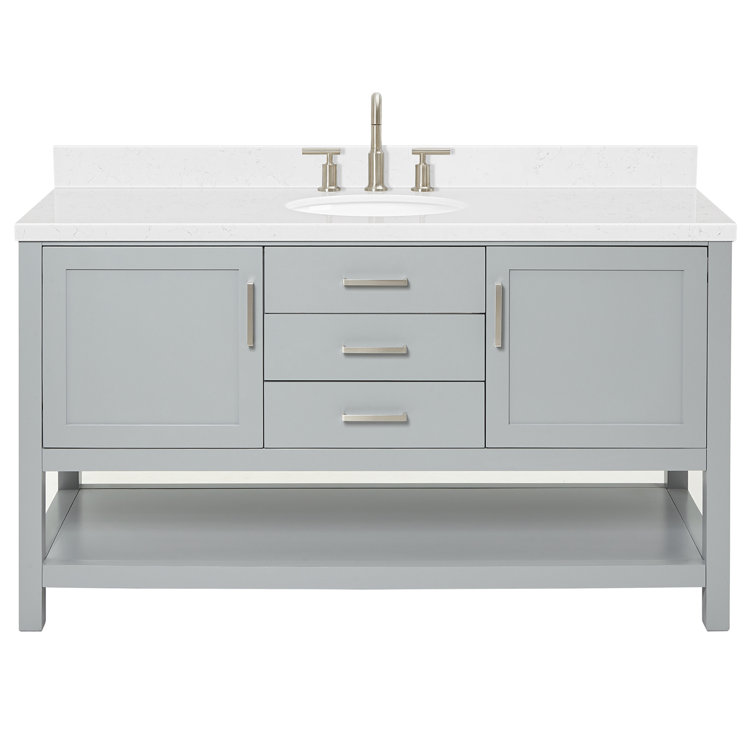 Bayhill Gray 60'' Single Sink Freestanding Vanity with Quartz Top