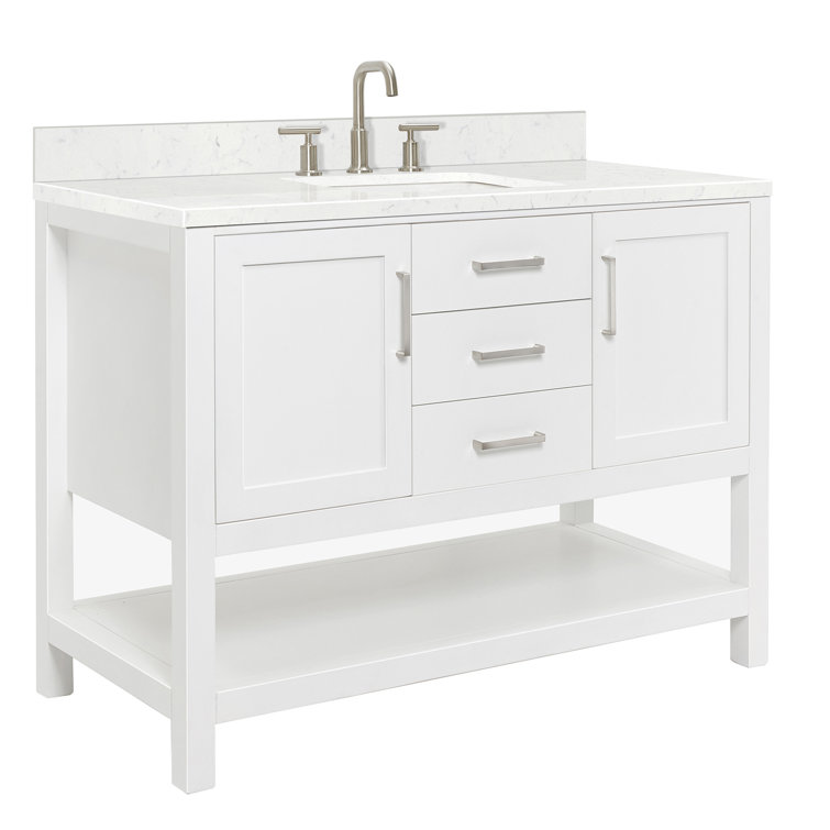 Bayhill White Freestanding Single Vanity with Marble Top