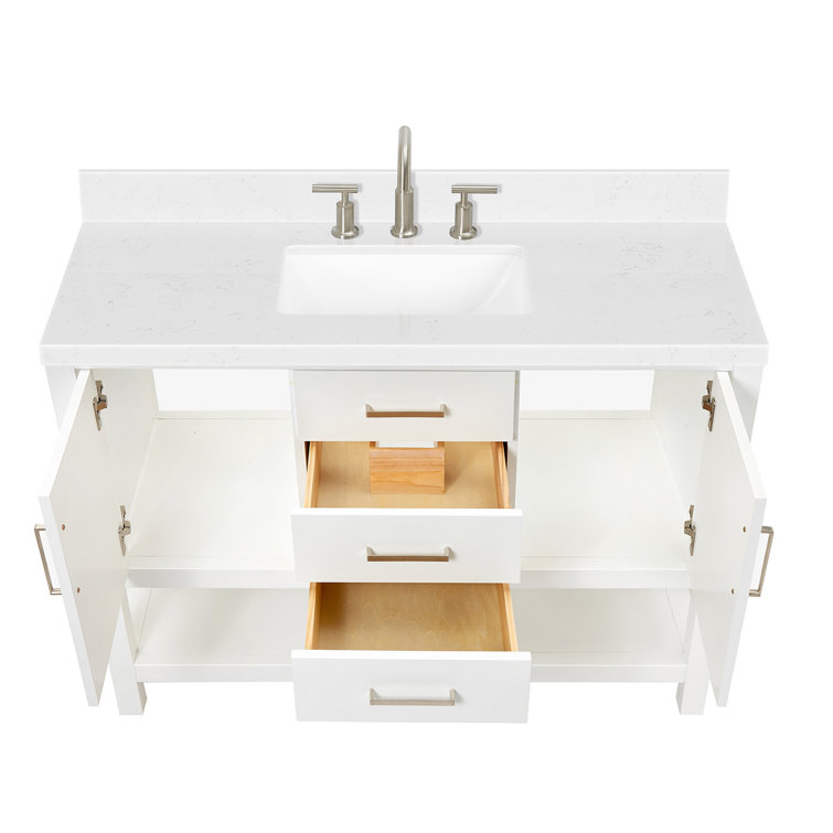 Bayhill White Freestanding Single Vanity with Marble Top