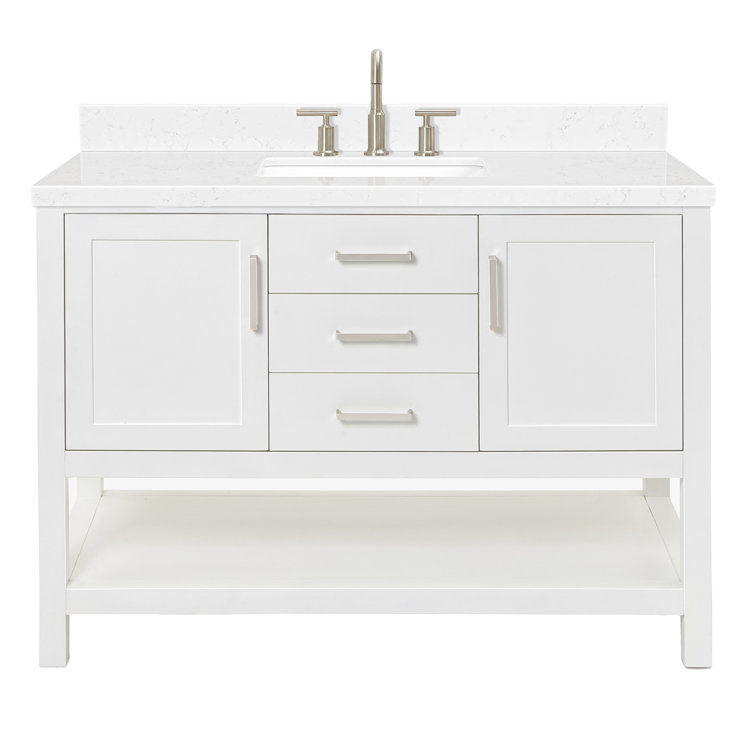 Bayhill White Freestanding Single Vanity with Marble Top