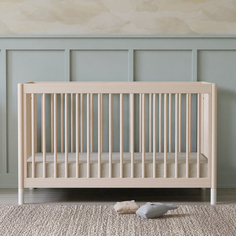 Washed Natural and White Pine 4-in-1 Convertible Toddler Crib