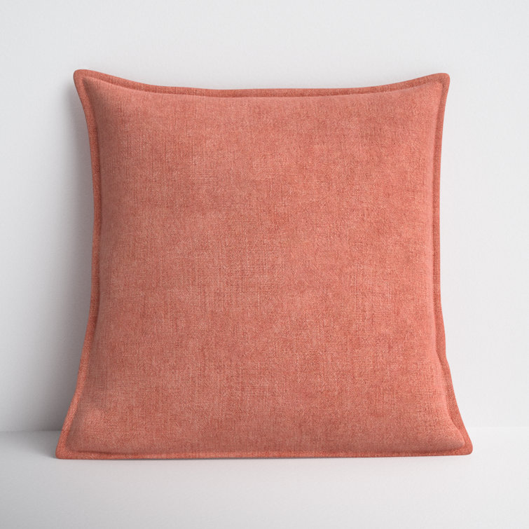 Red Linen Square Flanged Edge Throw Pillow Cover