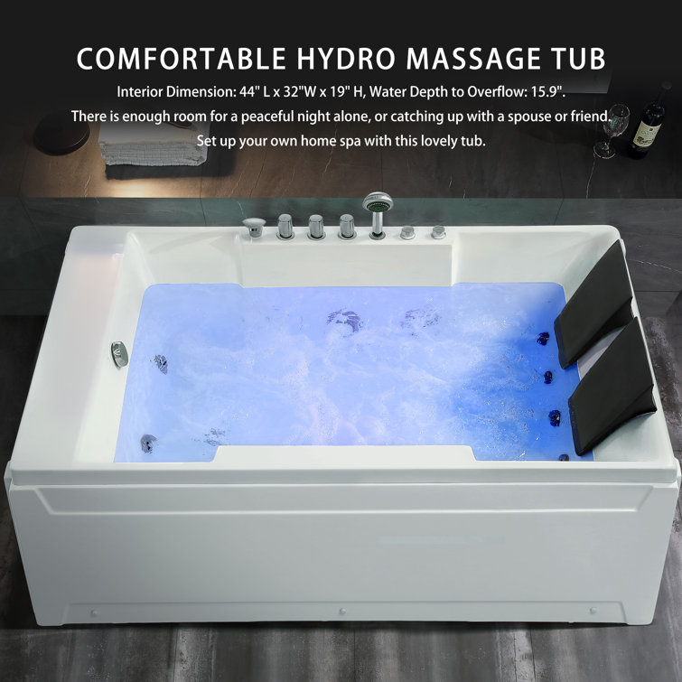 Modern White Acrylic 72'' x 48'' Alcove Whirlpool Bathtub