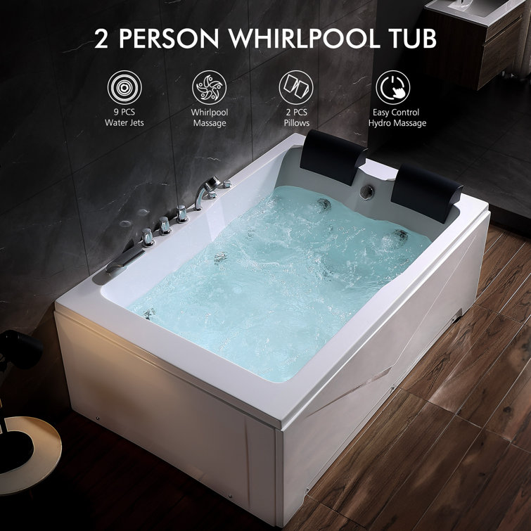 71'' White Acrylic Alcove Whirlpool Bathtub with Jets