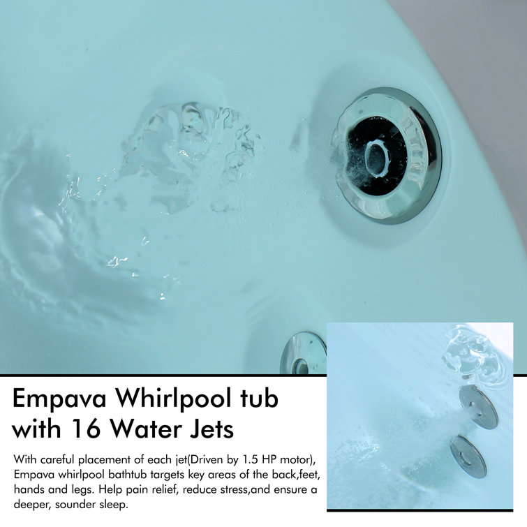 71'' White Acrylic Alcove Whirlpool Bathtub with Jets