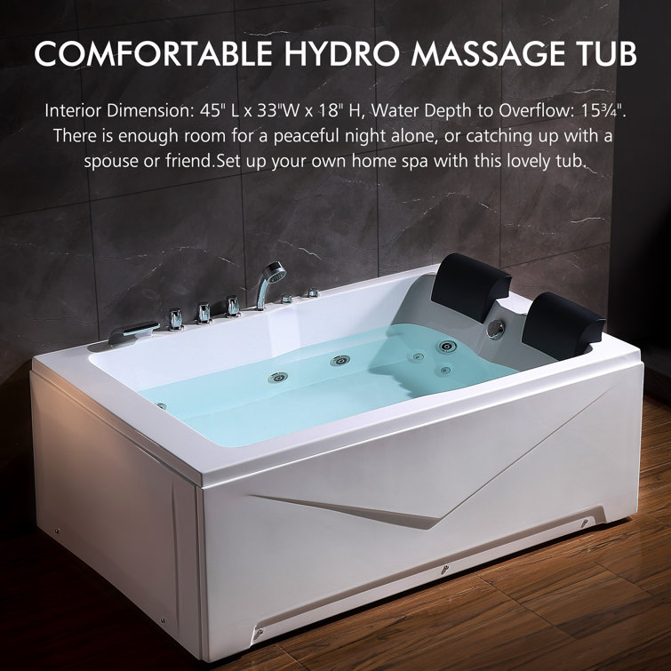 71'' White Acrylic Alcove Whirlpool Bathtub with Jets