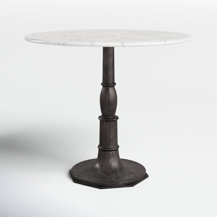 Mickley 36'' Round Marble and Iron Pedestal Dining Table