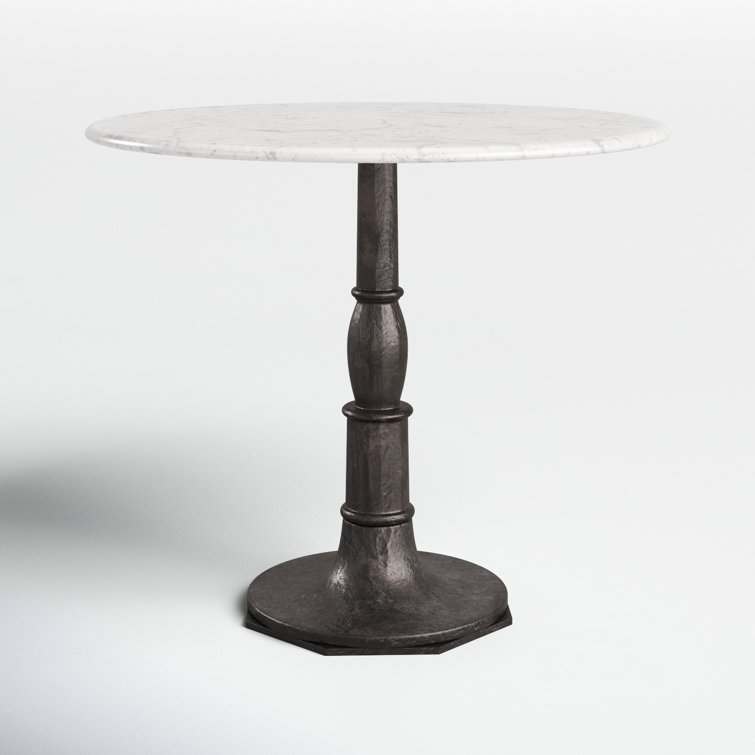 Mickley 36'' Round Marble and Iron Pedestal Dining Table