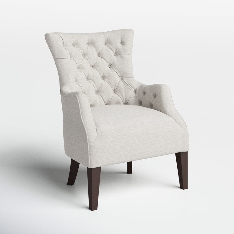 Ivory Elegance Tufted Wingback Accent Chair with Tapered Legs
